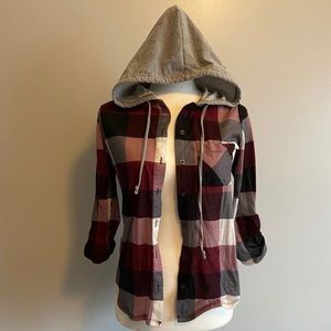 Plaid button up hoodie